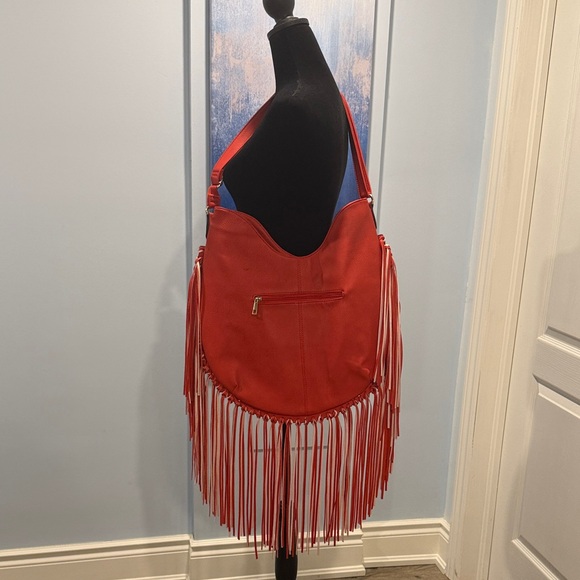 Red Fringe Shoulder Bag - Picture 3 of 5